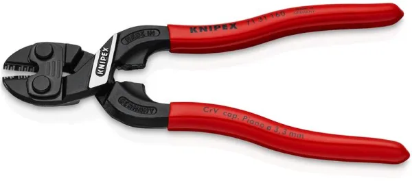 Knipex KNIPEX CoBolt® S Kompakte Bolzenschneider mit Aussparung in der Schneide, schwarz atramentiert, kunststoffbeschichtet 160 mm