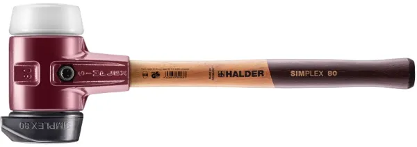 SIMPLEX Schonhammer mit Gussstahlgehäuse und Holzstiel, Ø 80, Gummimischung mit "Stand-Up"/Superplastik