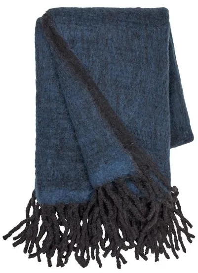 Cozy Living Mathea Decke Melange Royal Blue/Noir